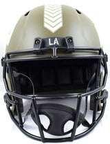 Kurt Warner Autographed F/S Rams Salute to Service Speed Helmet-Beckett W Holo