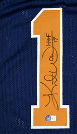 Kurt Warner Autographed Blue/Gold Pro Style Jersey w/HOF -Beckett W Hologram