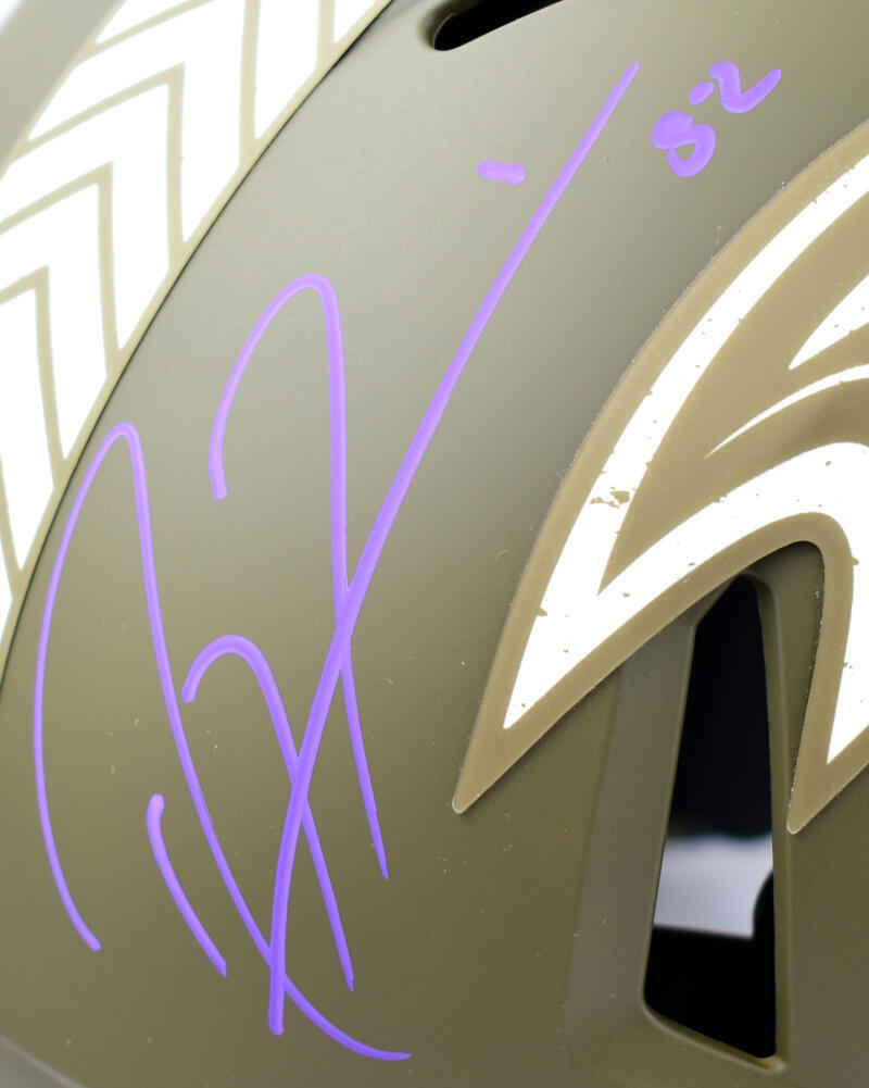 Ray Lewis Signed Ravens F/S Salute to Service Speed Auth Helmet w/HOF- Beckett W