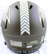 Ray Lewis Autographed Ravens F/S Salute to Service Speed Helmet-Beckett W Holo