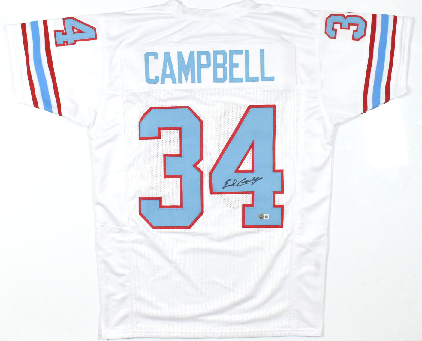 Earl Campbell Autographed White Pro Style Jersey- Beckett W Hologram *Black