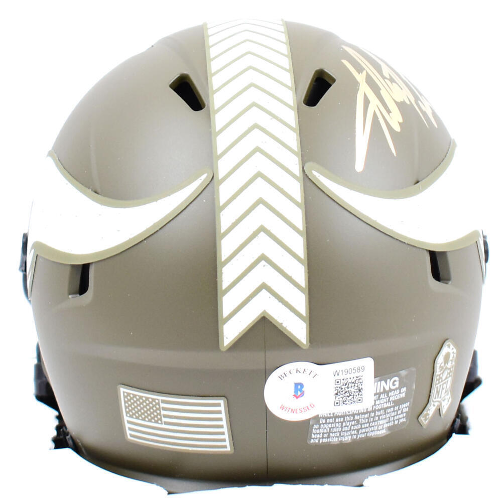 Adrian Peterson Signed Vikings Salute to Service Speed Mini Helmet-BeckettW Holo