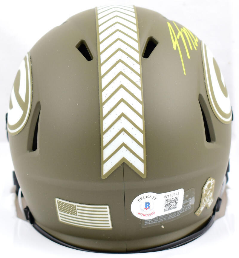 Jordy Nelson Signed Packers Salute to Service Speed Mini Helmet-Beckett W Holo
