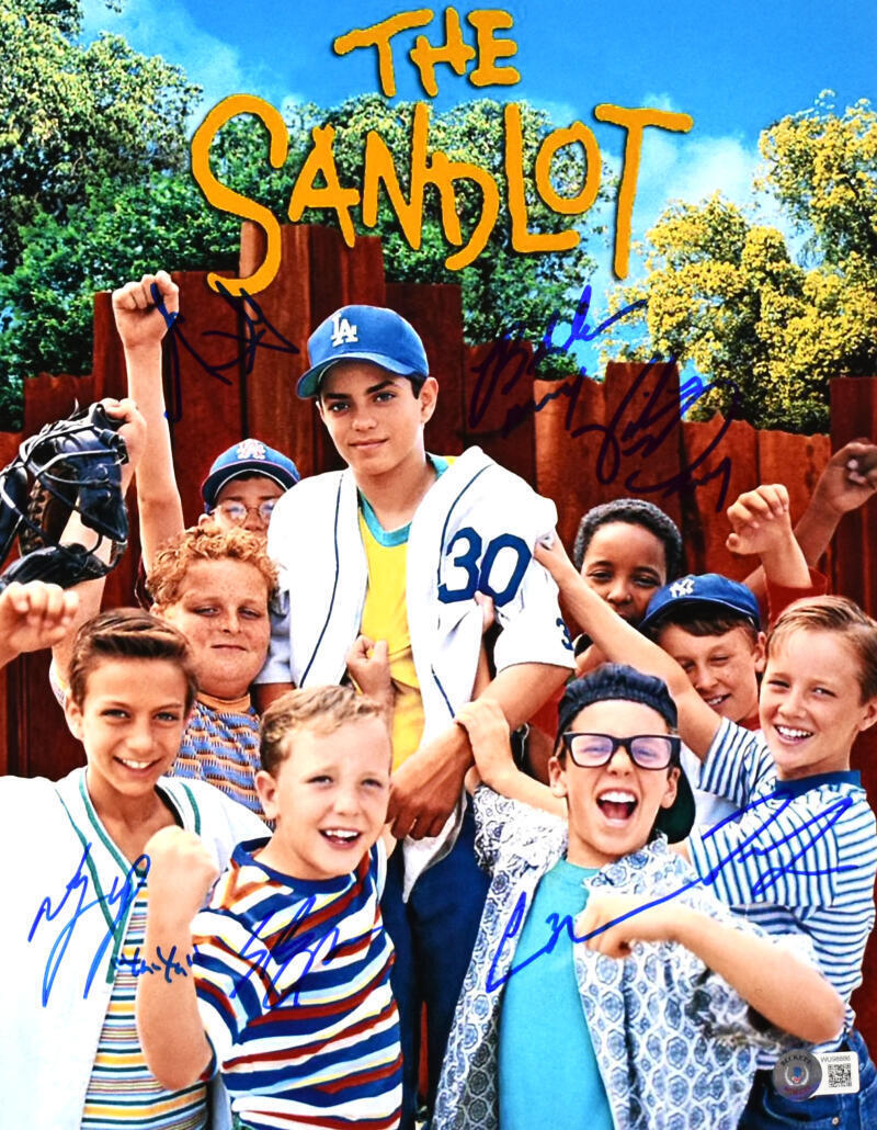 The Sandlot Autographed 11x14 Movie Photo w/7 Actors -Beckett W Hologram *Blue