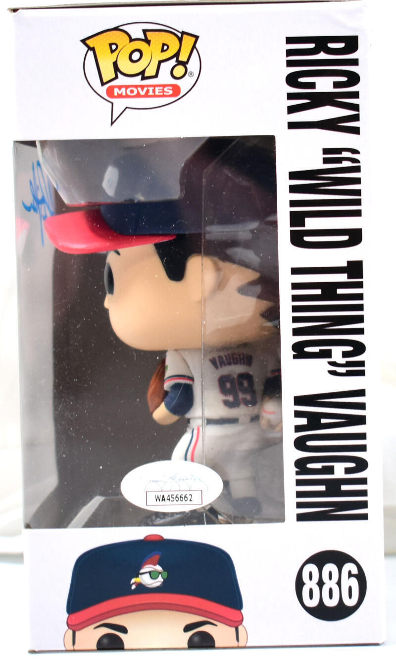 Charlie Sheen Autographed Ricky "Wild Thing" Vaughn Funko Pop #886- JSA W *Blue
