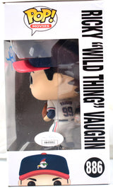 Charlie Sheen Autographed Ricky "Wild Thing" Vaughn Funko Pop #886- JSA W *Blue