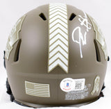 Deion Sanders Signed NFL HOF Salute to Service Speed Mini Helmet-Beckett W Holo