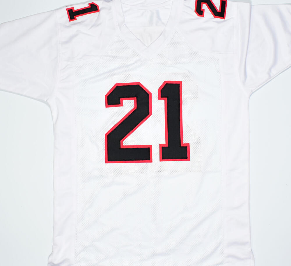 Deion Sanders Autographed White Pro Style Jersey w/Primetime- Beckett W Hologram