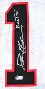 Deion Sanders Autographed White Pro Style Jersey w/Primetime- Beckett W Hologram