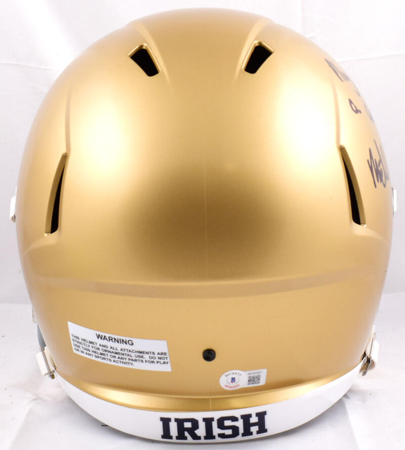Michael Mayer Signed Notre Dame F/S Speed Helmet w/Play Like a Champ-Beckett W