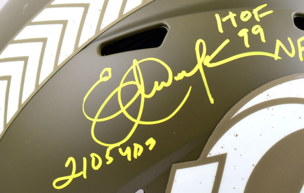 Eric Dickerson Signed F/S Rams Salute to Service Speed Auth Helmet W/3 ins-BAW