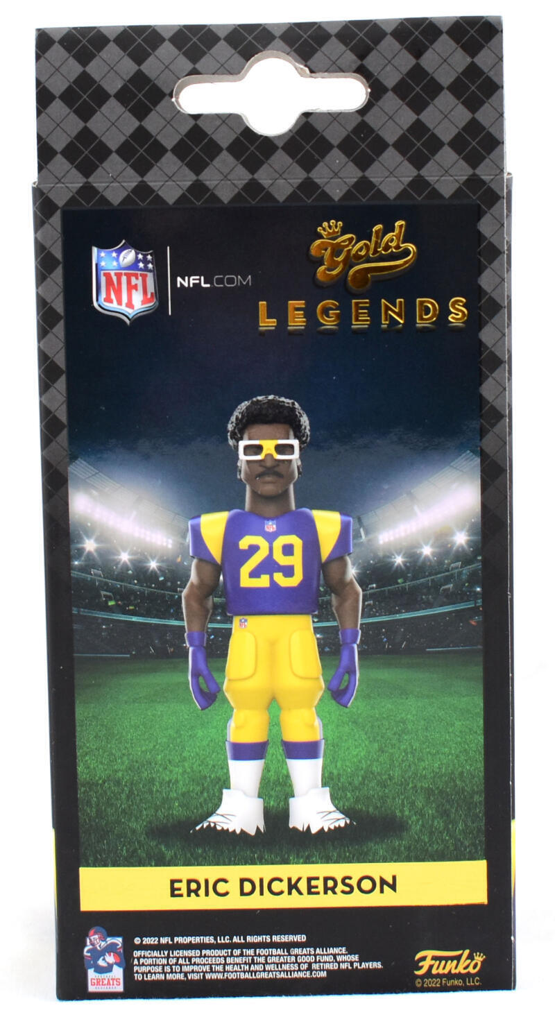 Eric Dickerson Signed Rams Funko Vinyl Gold Legends w/HOF, 2105 yds - Beckett W