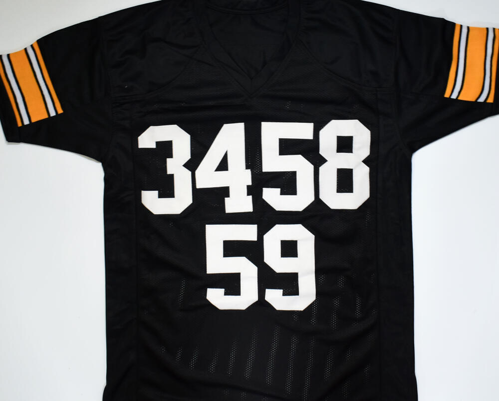 Jack Lambert Jack Ham Andy Russell Signed Black Pro Style Jersey-Beckett W Holo