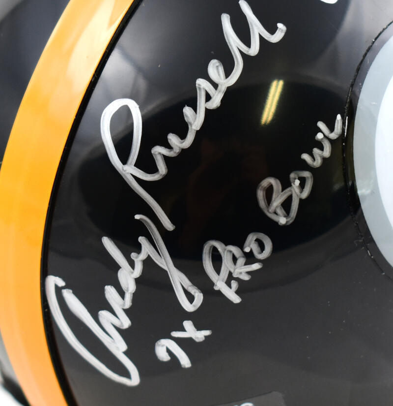 Ham / Lambert / Russell Autographed Steelers 63-76 Mini Helmet-Beckett W Holo