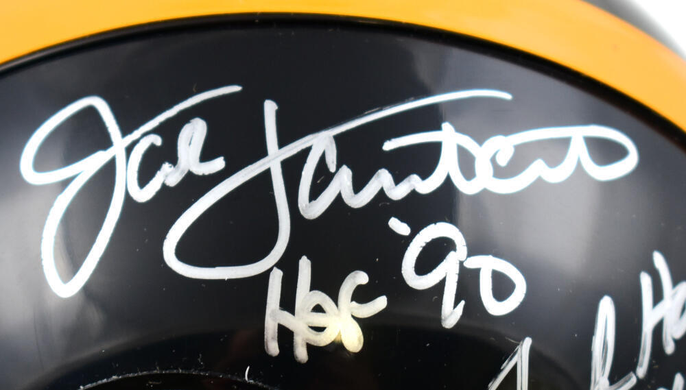 Ham / Lambert / Russell Autographed Steelers 63-76 Mini Helmet-Beckett W Holo