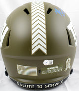 Michael Strahan Signed Giants F/S Salute to Service Speed Helmet-Beckett W Holo