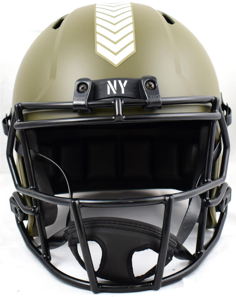 Michael Strahan Signed Giants F/S Salute to Service Speed Helmet-Beckett W Holo