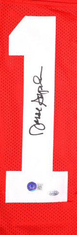 Jesse Sapolu Autographed Red Pro Style Jersey - Beckett Hologram *Black