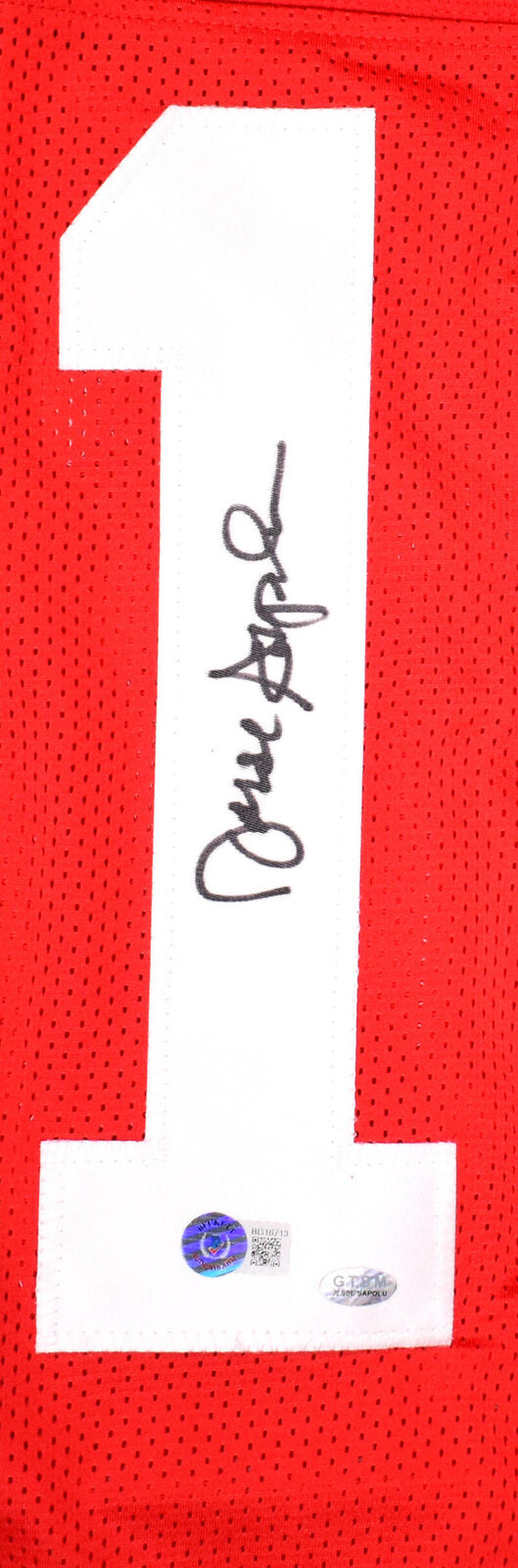 Jesse Sapolu Autographed Red Pro Style Jersey - Beckett Hologram *Black