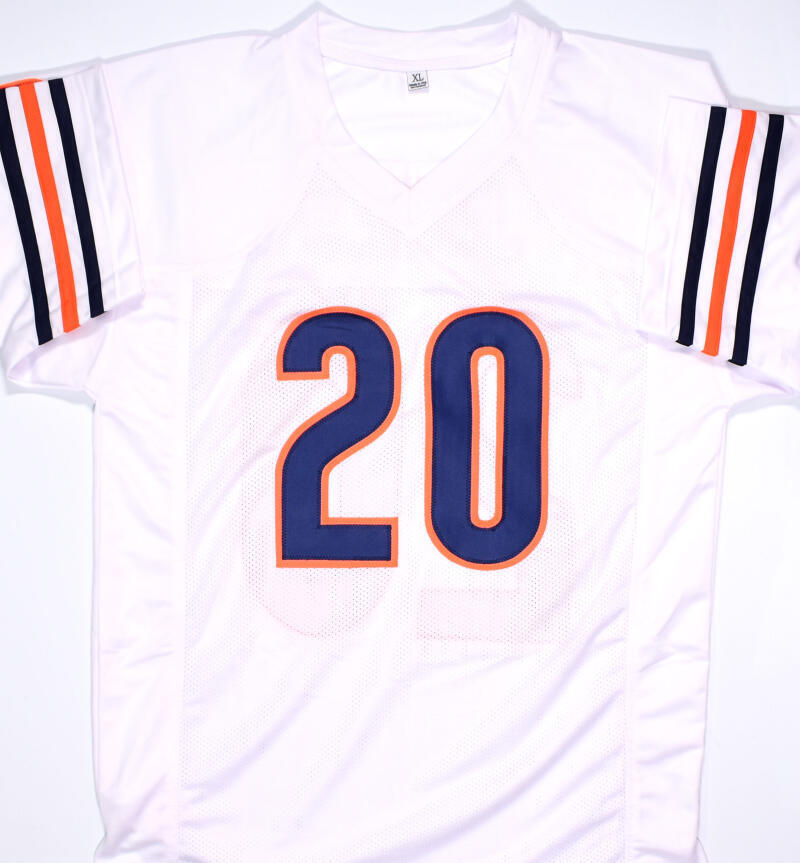 Thomas Jones Autographed White Pro Style Jersey- Beckett Hologram *Silver