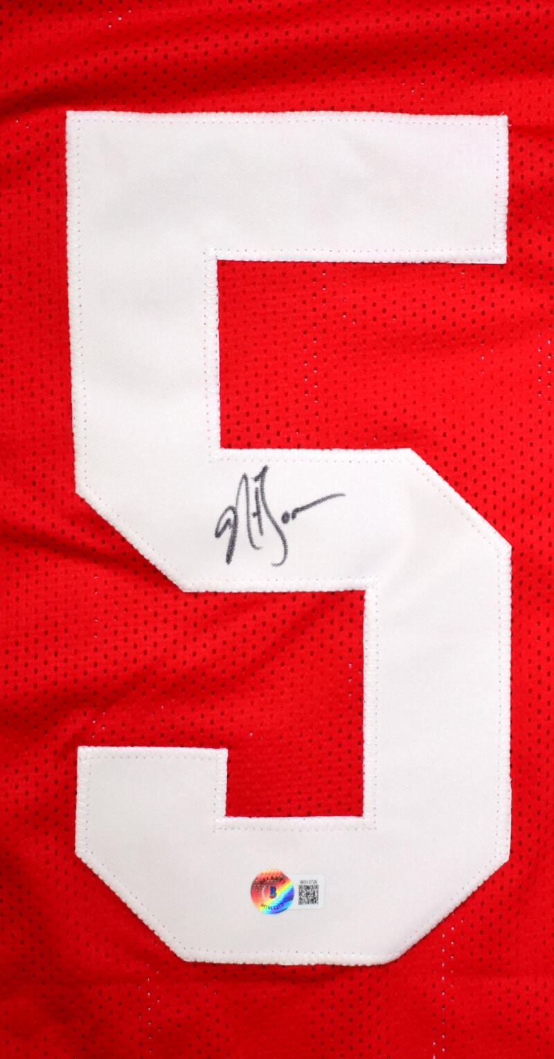 NaVorro Bowman Autographed Red Pro Style Jersey- Beckett W Hologram *Black