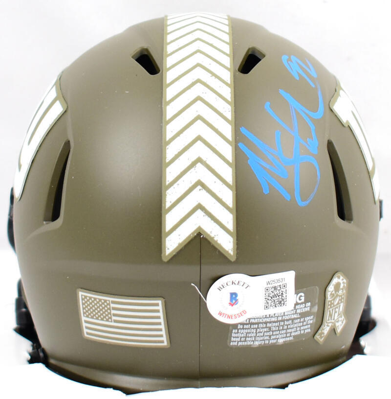Michael Strahan Signed Giants Salute to Service Speed Mini Helmet-Beckett W Holo
