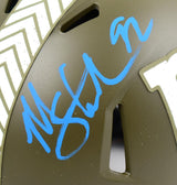 Michael Strahan Signed Giants Salute to Service Speed Mini Helmet-Beckett W Holo