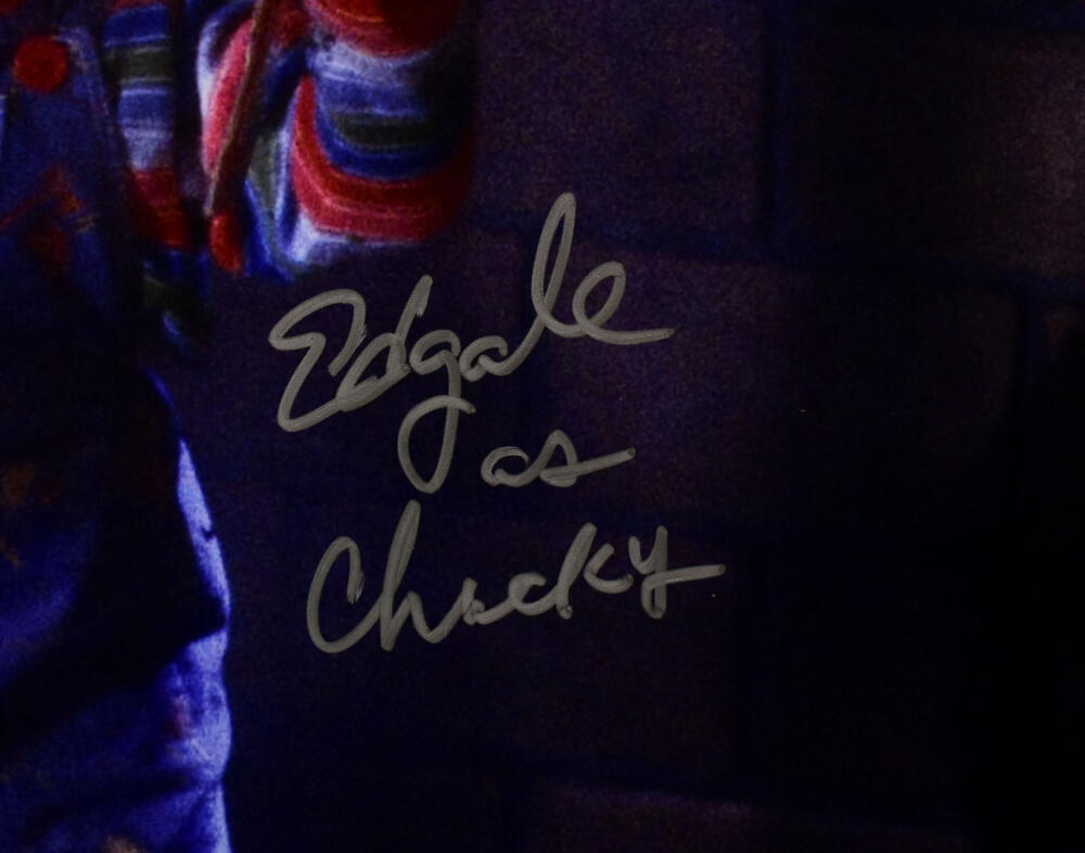 Ed Gale Autographed 16x20 Chucky Close Up Photo -Beckett W Hologram *Silver