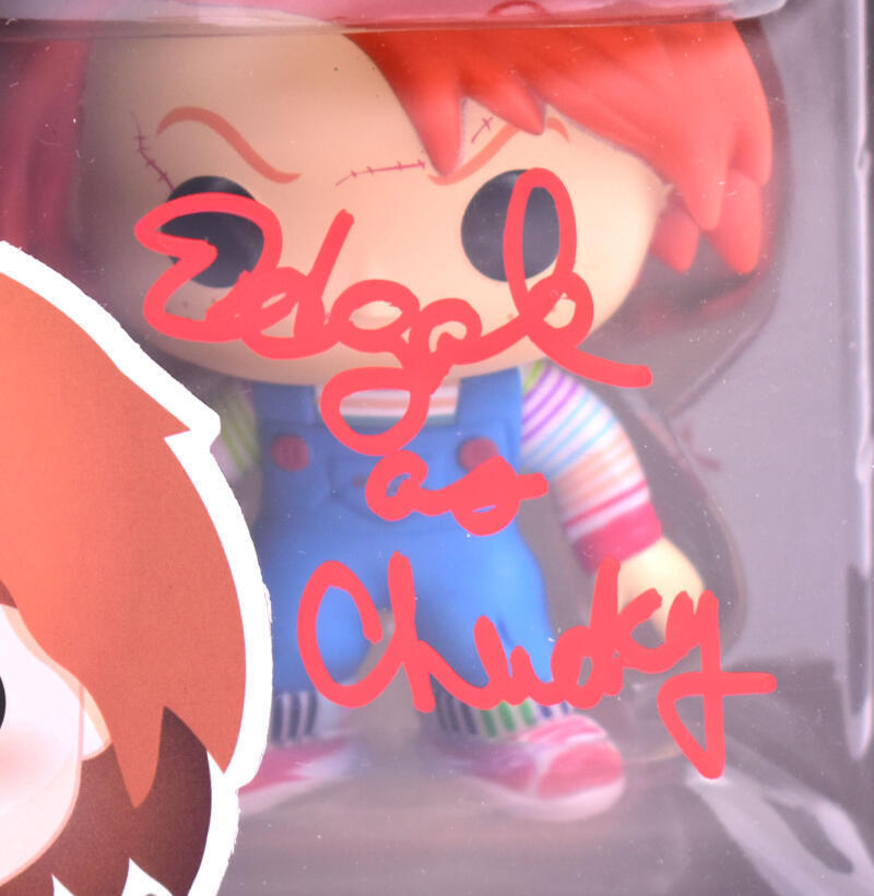 Ed Gale Autographed Chucky Funko Pop Figurine #56 - Beckett W Hologram *Red