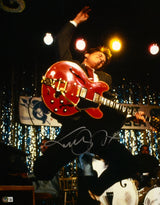 Michael J. Fox Autographed Back to the Future 16x20 Guitar Photo- Beckett W Holo