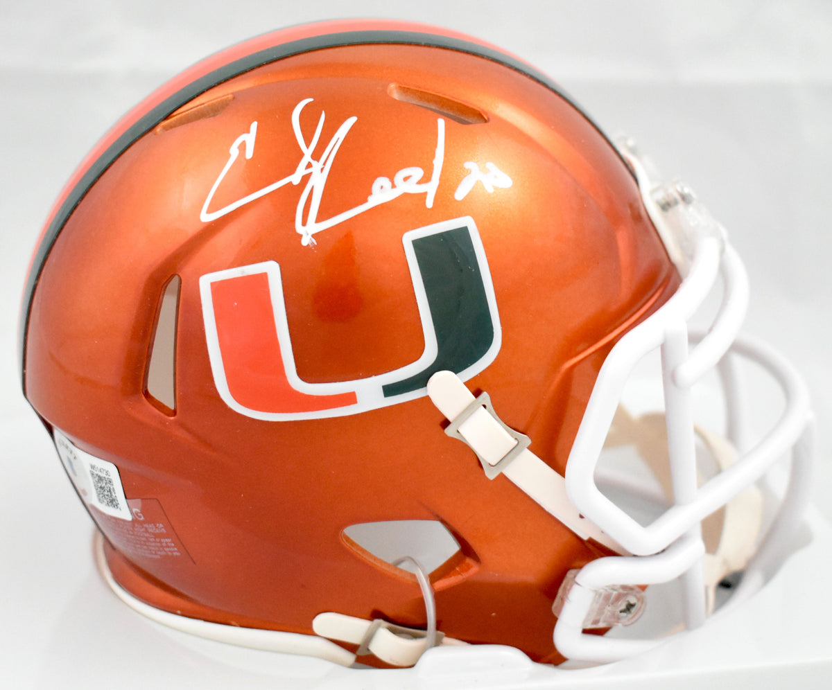 Ed Reed Autographed Miami Hurricanes Flash Speed Mini Helmet- Beckett W Hologram