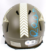 Michael Irvin Signed Cowboys Salute to Service Speed Mini Helmet- Beckett W Holo