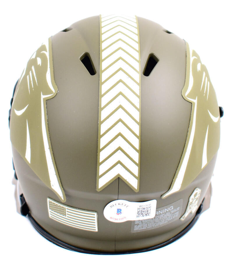 Luke Kuechly Signed Panthers Salute to Service Speed Mini Helmet- Beckett W Holo