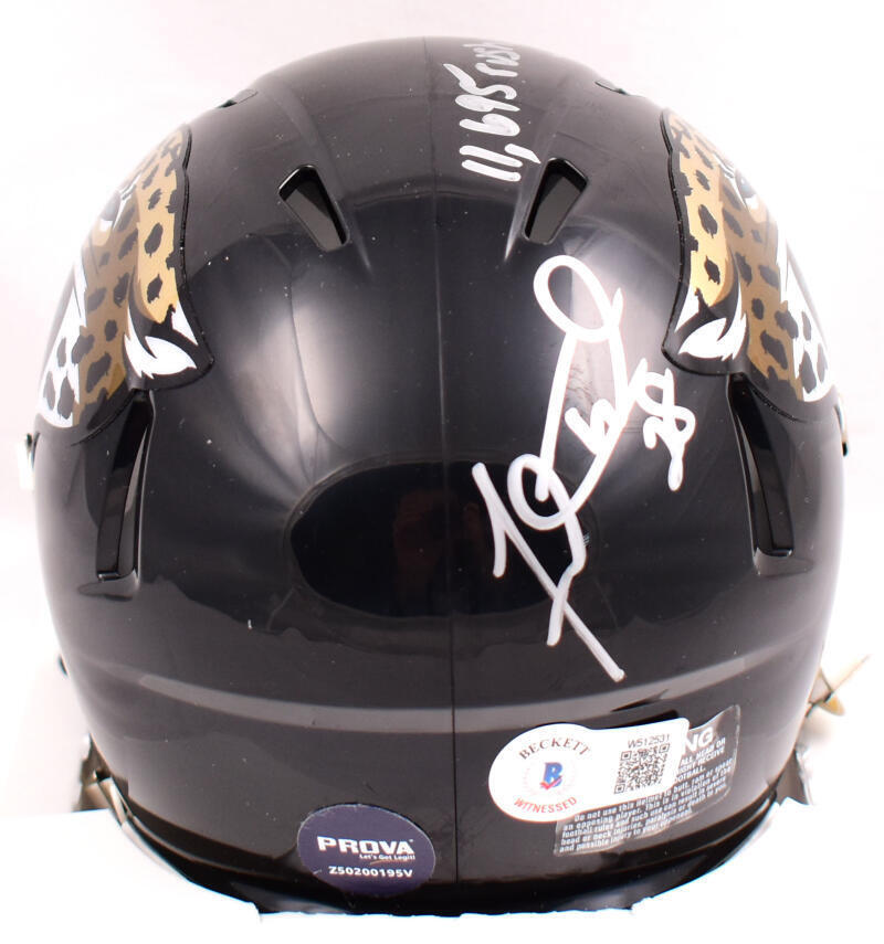 Fred Taylor Autographed Jaguars Speed Mini Helmet W/11,695 - Beckett W Hologram