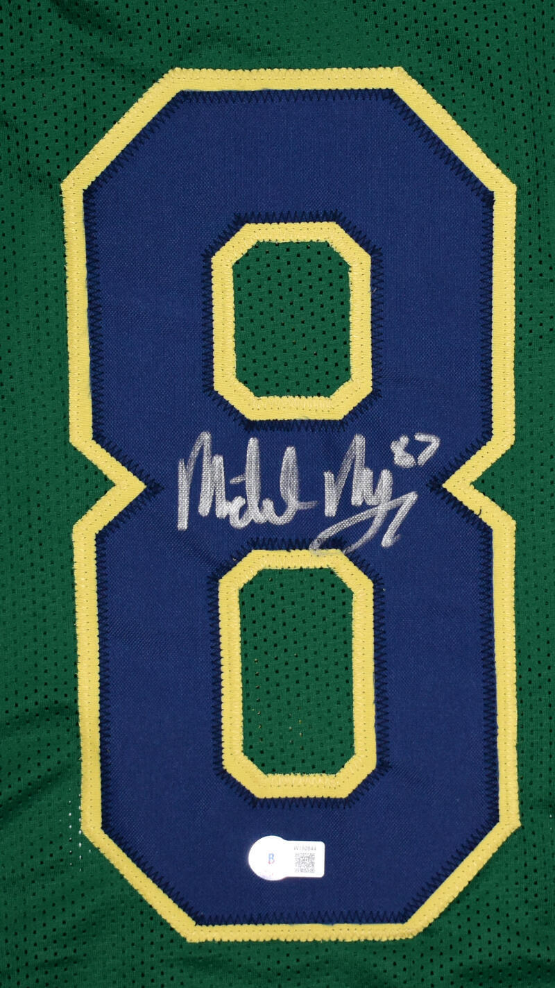 Michael Mayer Autographed Green Alt College Style Jersey-Ba W Hologram *Silver