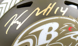Kyle Hamilton Signed Ravens Salute to Service Speed Mini Helmet-Beckett W Holo