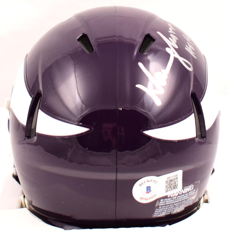 Warren Moon Autographed Minnesota Vikings 83-01 Speed Mini Helmet-Beckett W Holo