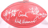 M. Faulk K. Warner D. Vermeil Autographed Wilson Duke Football-Beckett W Holo