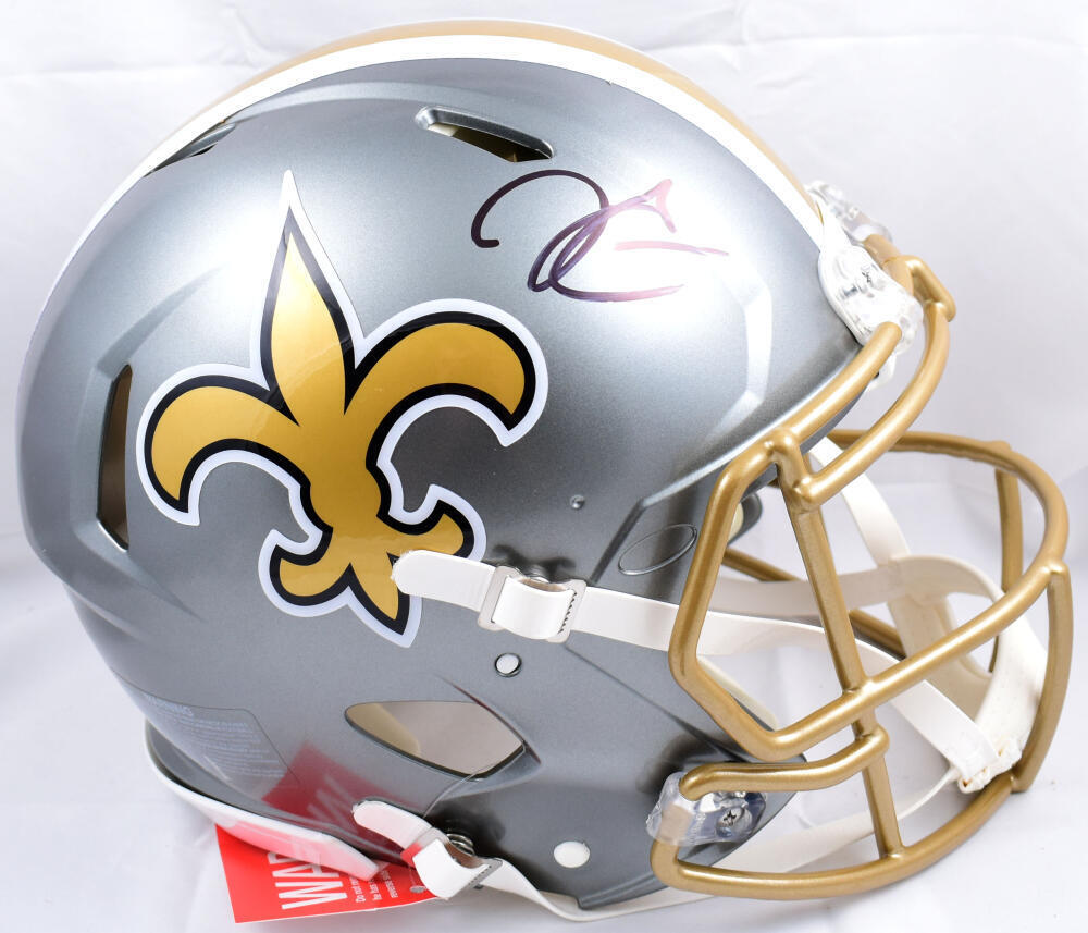 Derek Carr Autographed Saints F/S Flash Speed Authentic Helmet- Beckett W Holo