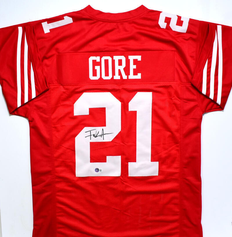 Frank Gore Autographed Red Pro Style Jersey-Beckett W Hologram *Black