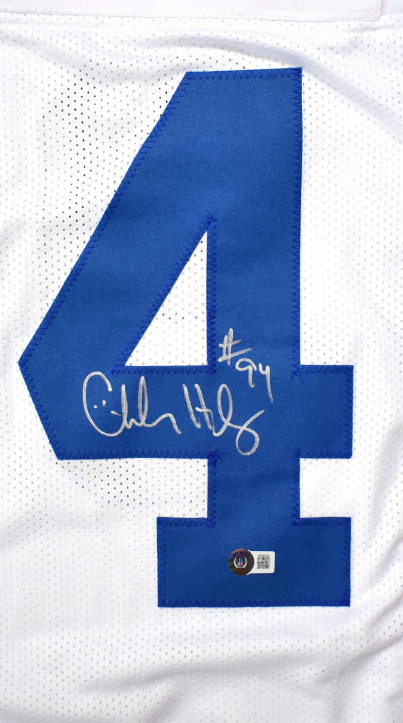 Charles Haley Autographed White Pro Style Jersey- Beckett W Hologram *Silver