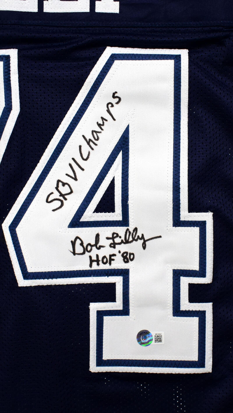 Bob Lilly Autographed Blue Pro Style Jersey w/2 Inscriptions - Beckett W Holo
