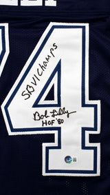 Bob Lilly Autographed Blue Pro Style Jersey w/2 Inscriptions - Beckett W Holo