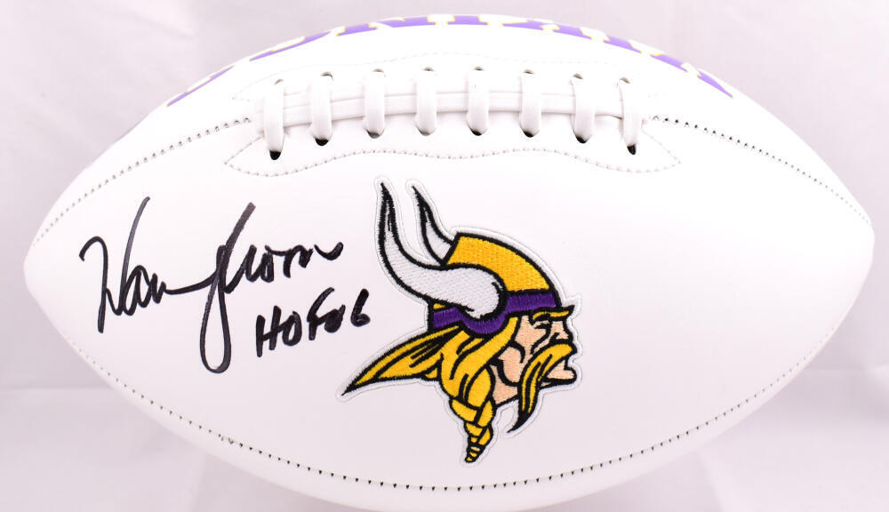 Warren Moon Autographed Vikings Logo Football w/HOF-Beckett W Hologram *Left