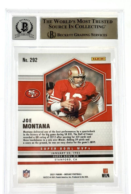 2021 Panini Mosaic #292 Super Bowl MVPs Joe Montana Auto SF 49ers BGS Auto 10