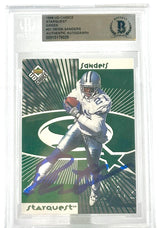 1998 Upper Deck Choice Starquest Green #21 Deion Sanders Autograph Beckett Auth