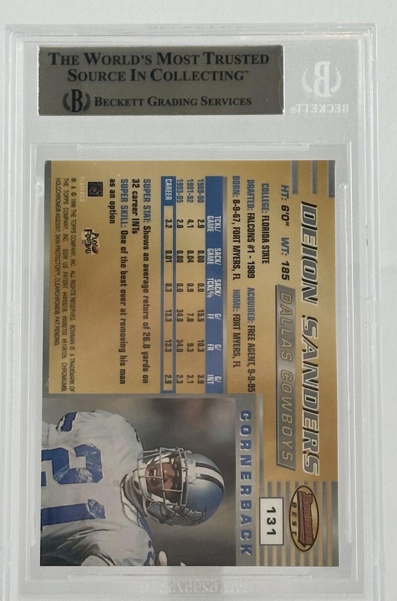 1996 Bowman's Best #131 Deion Sanders Dallas Cowboys Autograph Beckett Authentic