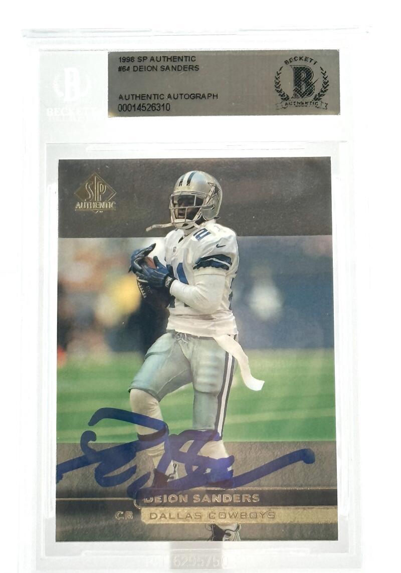 1998 SP Authentic #64 Deion Sanders Dallas Cowboys Autograph Beckett Authentic