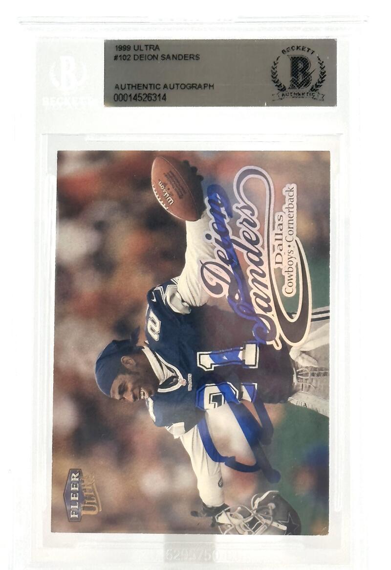 1999 Fleer Ultra #102 Deion Sanders Dallas Cowboys Autograph Beckett Authentic