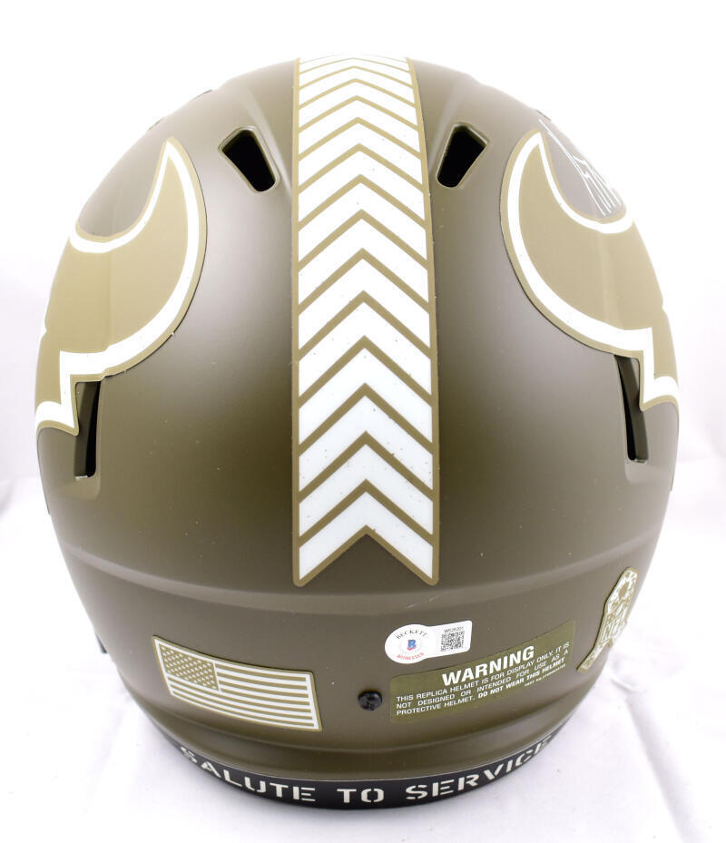 JJ Watt Autographed Texans F/S Salute to Service Speed Helmet-Beckett W Hologram